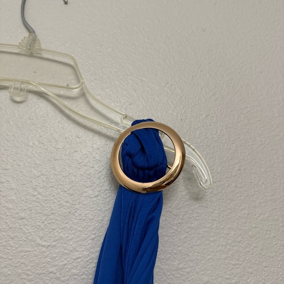 NEW Lulus Goddess Aura Cobalt Blue Satin One Shoulder Maxi Dress Slit Formal - Picture 8 of 9